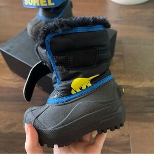 Sorel Kids Black and Yellow Snow Boots
